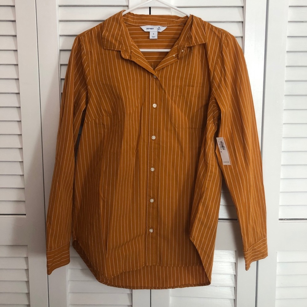 Mustard striped Button Up